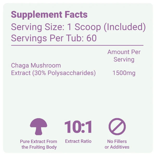 The Shroom Shop Chaga Mushroom 90000mg Powder nutritional information | The CBD Hut