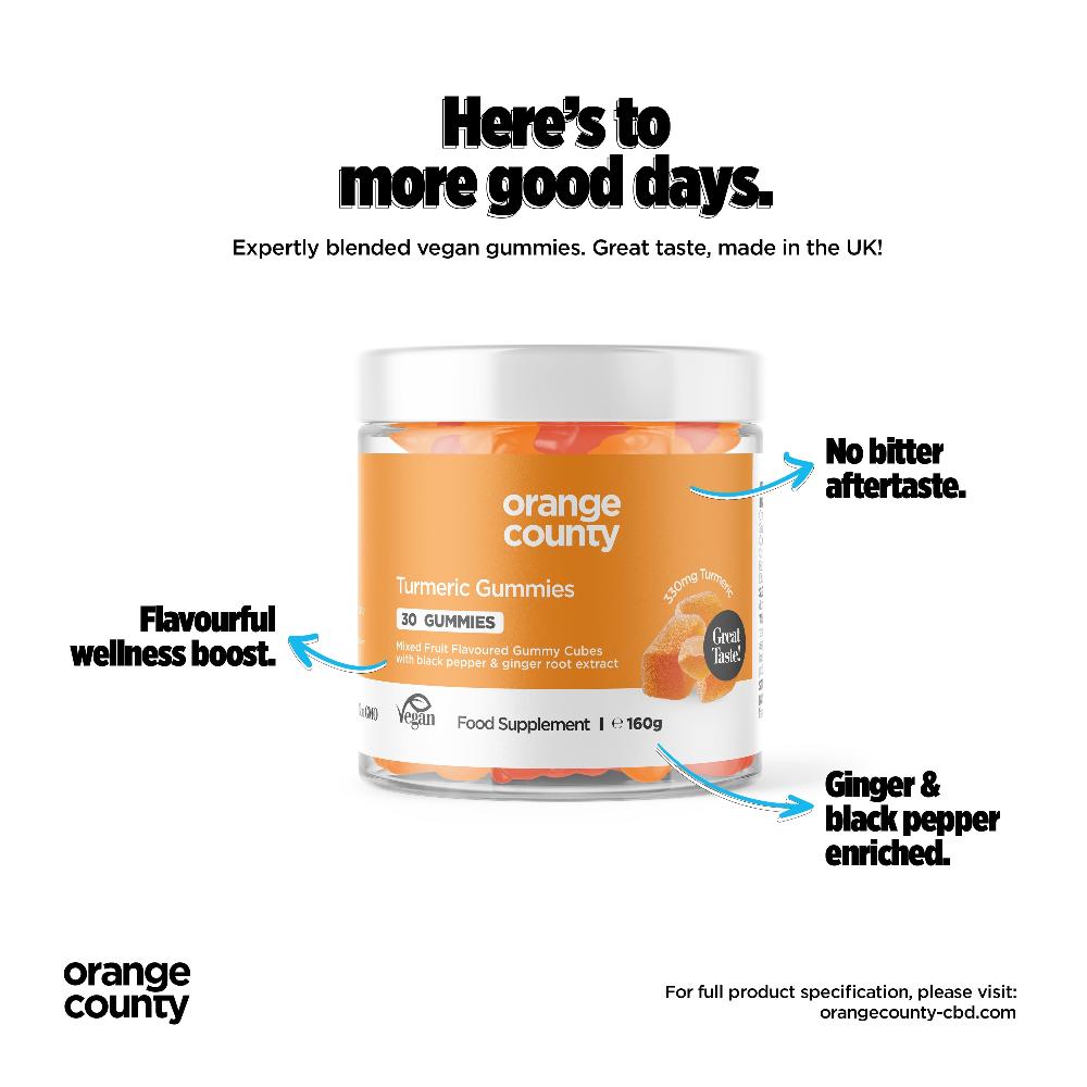 Orange County Vegan Turmeric Gummies - Mixed Fruit Flavour benefits | The CBD Hut