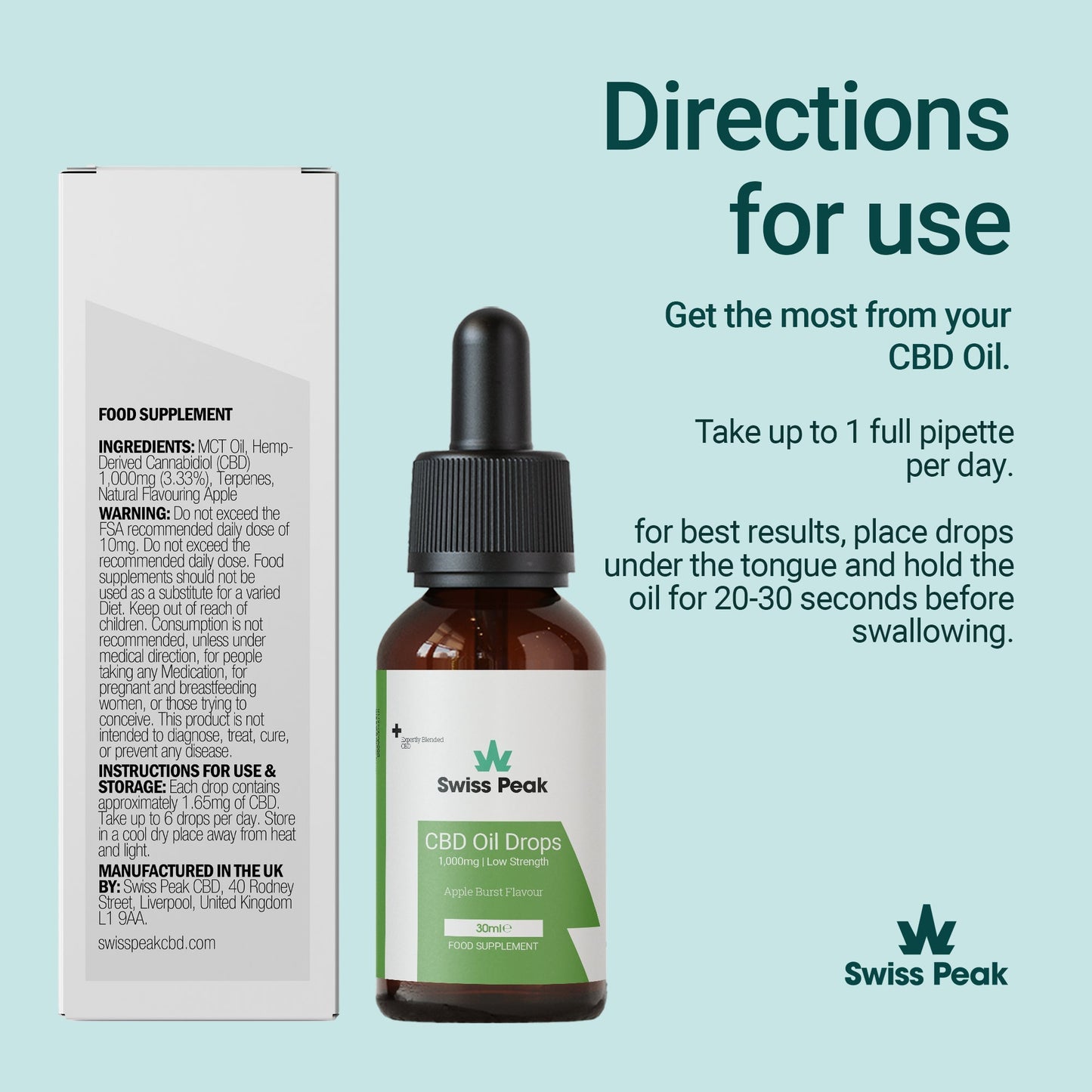 Swiss Peak CBD Apple CBD Oil 1000mg 30ml