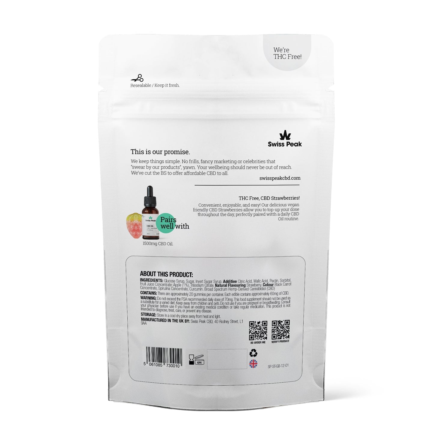 Swiss Peak CBD Gummy Strawberries 20 Gummies