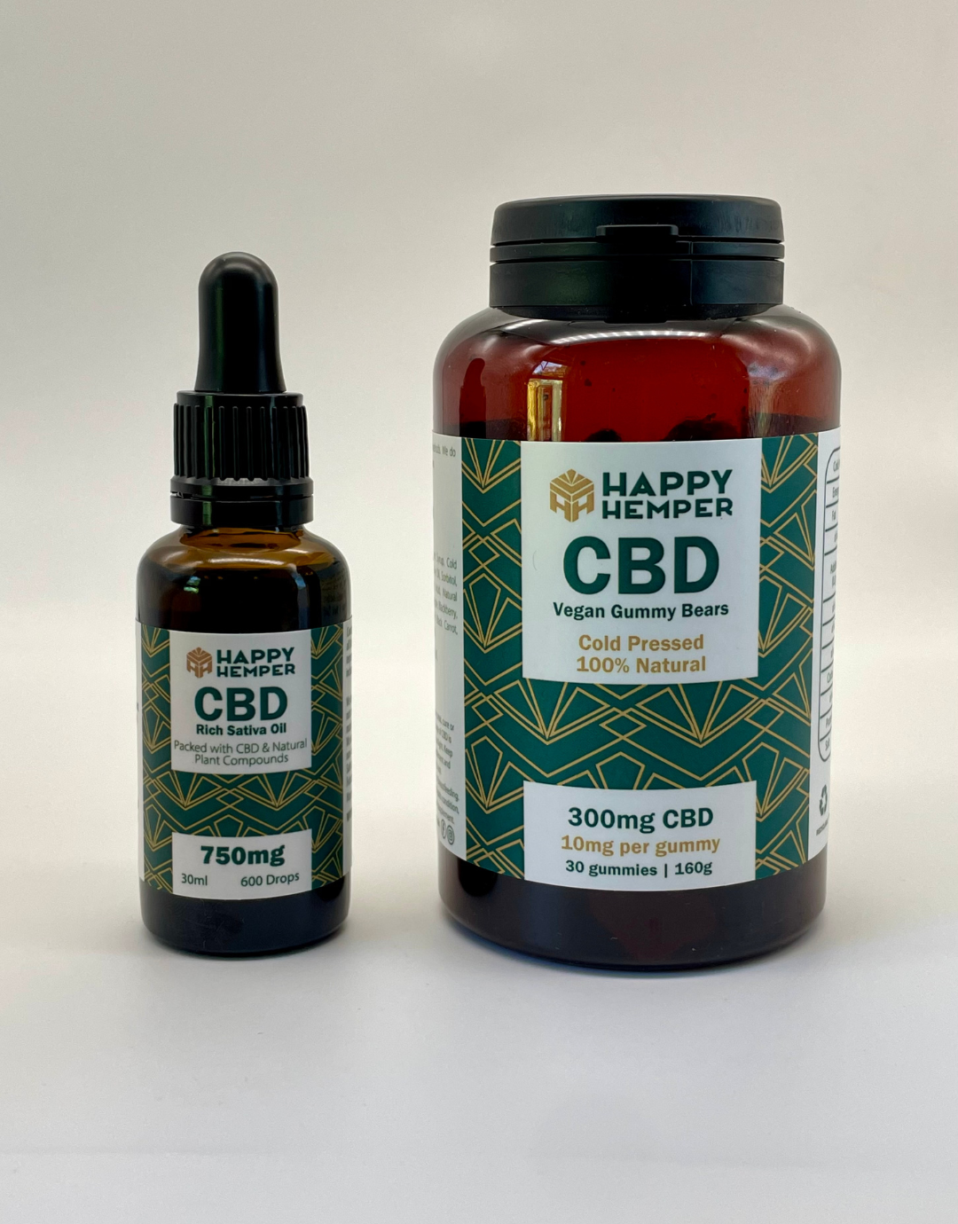 Happy Hemper Day & Night CBD Bundle with 750mg oil and 300mg vegan gummies