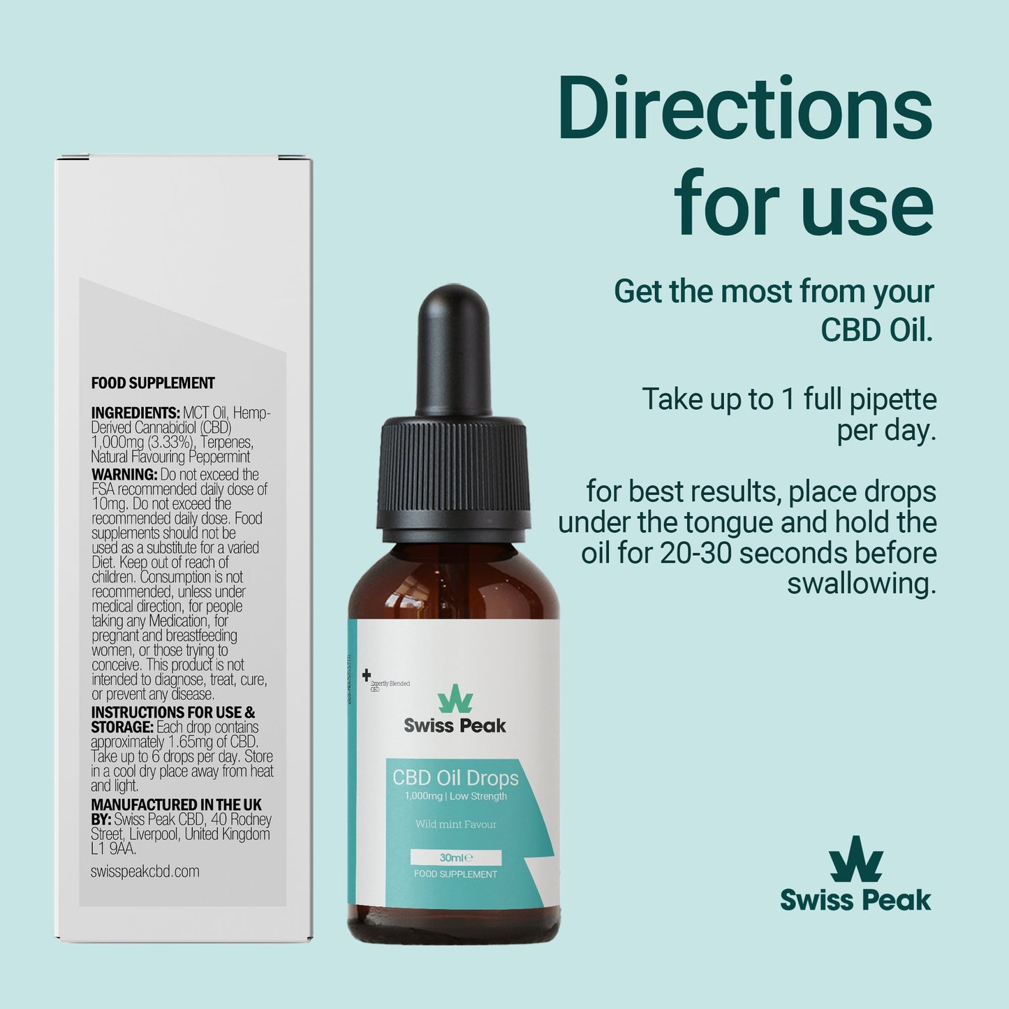 Swiss Peak CBD Mint CBD Oil 1000mg 30ml