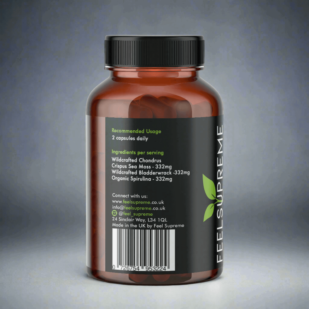 Feel Supreme Sea Moss Bladderwrack and Spirulina Capsules bottle