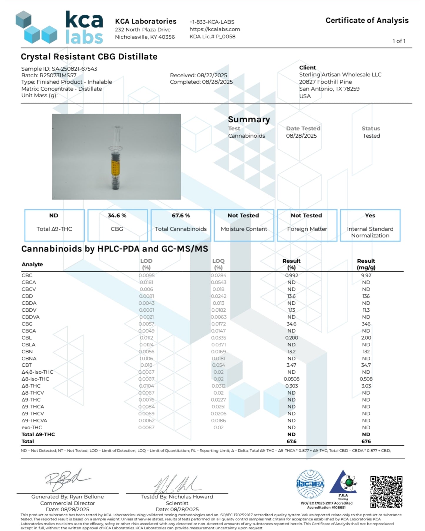Improved Health Broad Spectrum CBD CBG Vape Cart 1ml Cannabis-Derived Terpenes