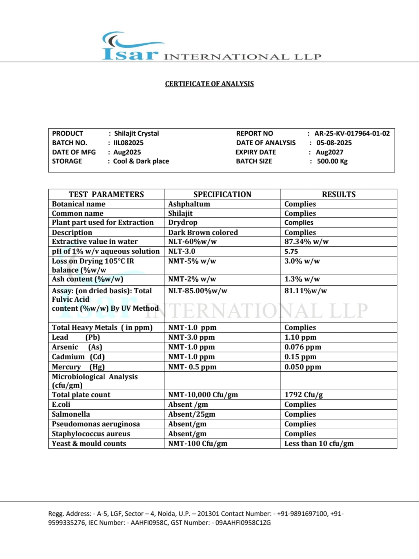 Improved Health Shilajit Resin