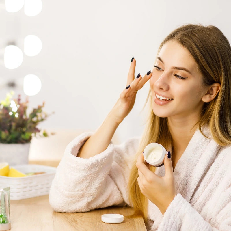 Skincare influencer with product from The CBD Hut