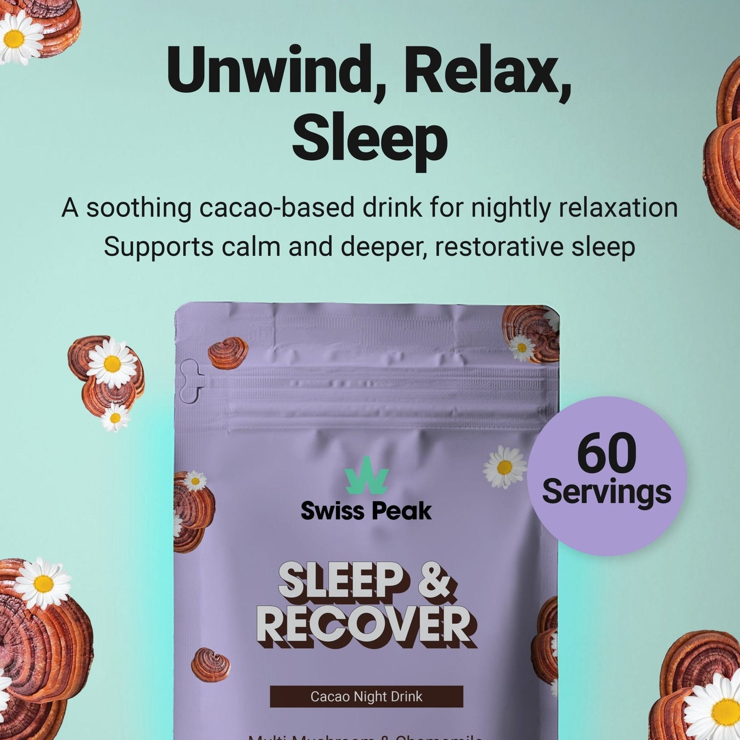 Swiss Peak CBD Sleep Mushroom Cacao Blend 60 Servings