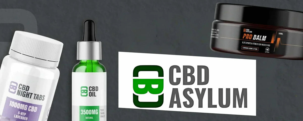 CBD Asylum logo with products