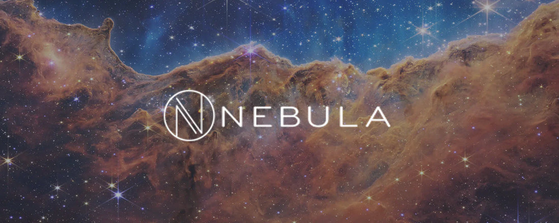 Nebula logo with space background