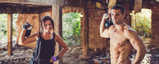 Man and woman exercising