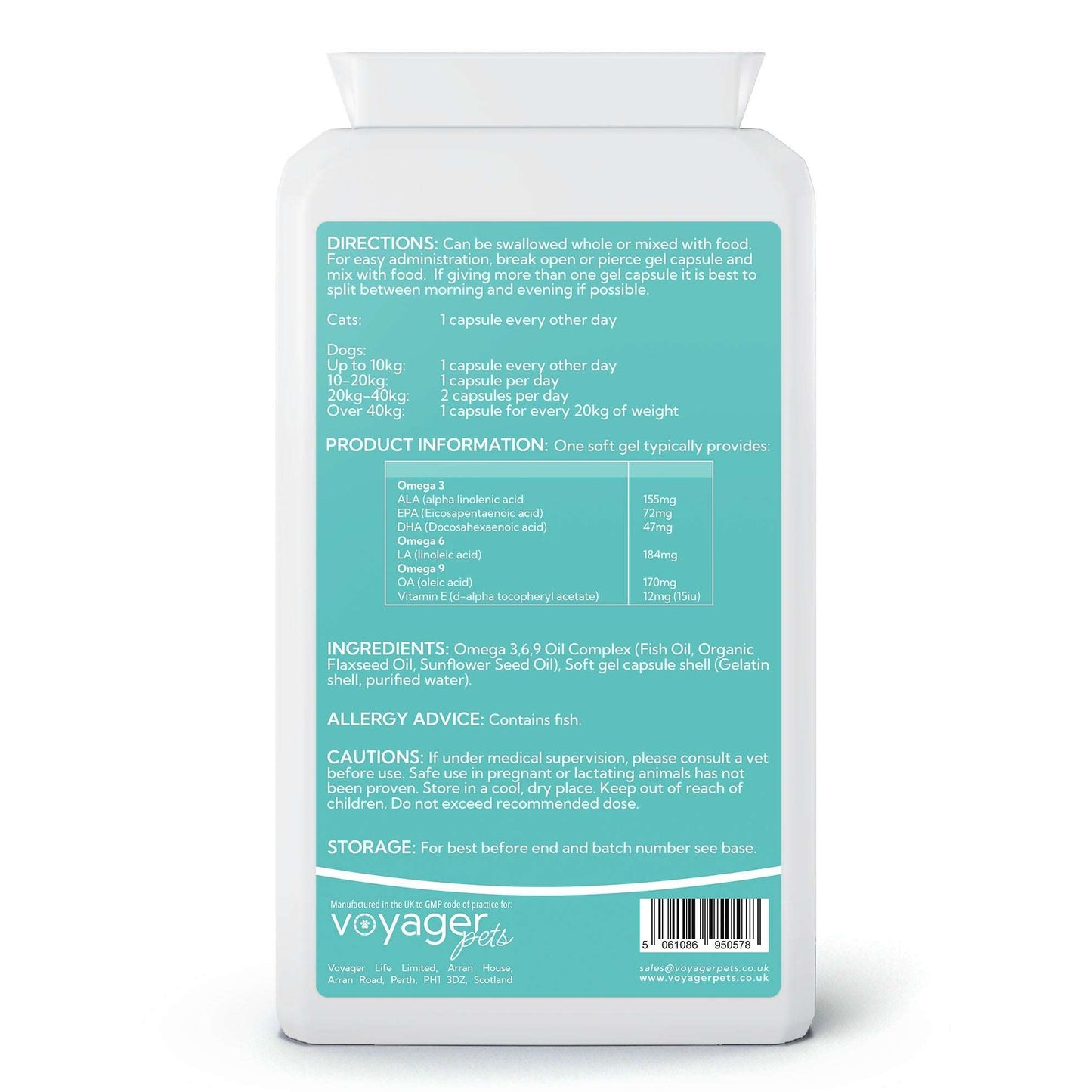 Voyager Omega 3-6-9 for Cats & Dogs - back view
