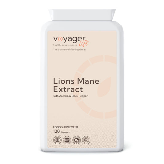 Voyager Lion's Mane, Acerola & Black Pepper Capsules at The CBD Hut