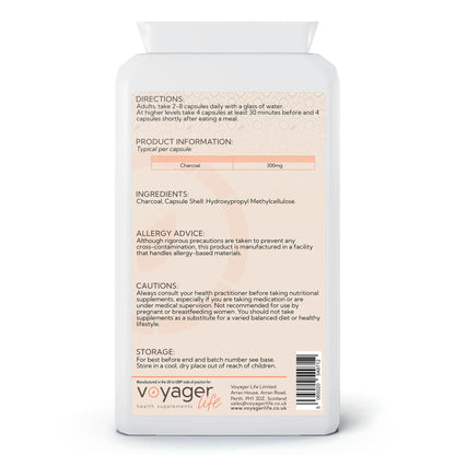 Voyager Activated Charcoal 300mg 120 Capsules