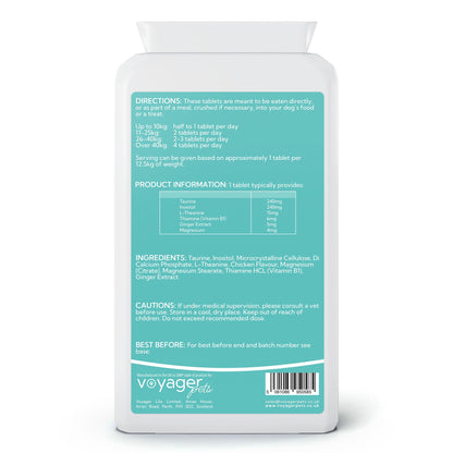 Voyager Pet Calming Complex Tablets - back view