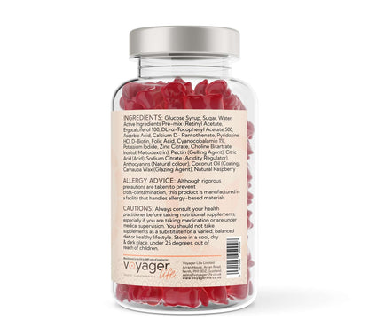 Voyager Hair Skin & Nails Complex - 150 Natural Raspberry Flavour Gummies