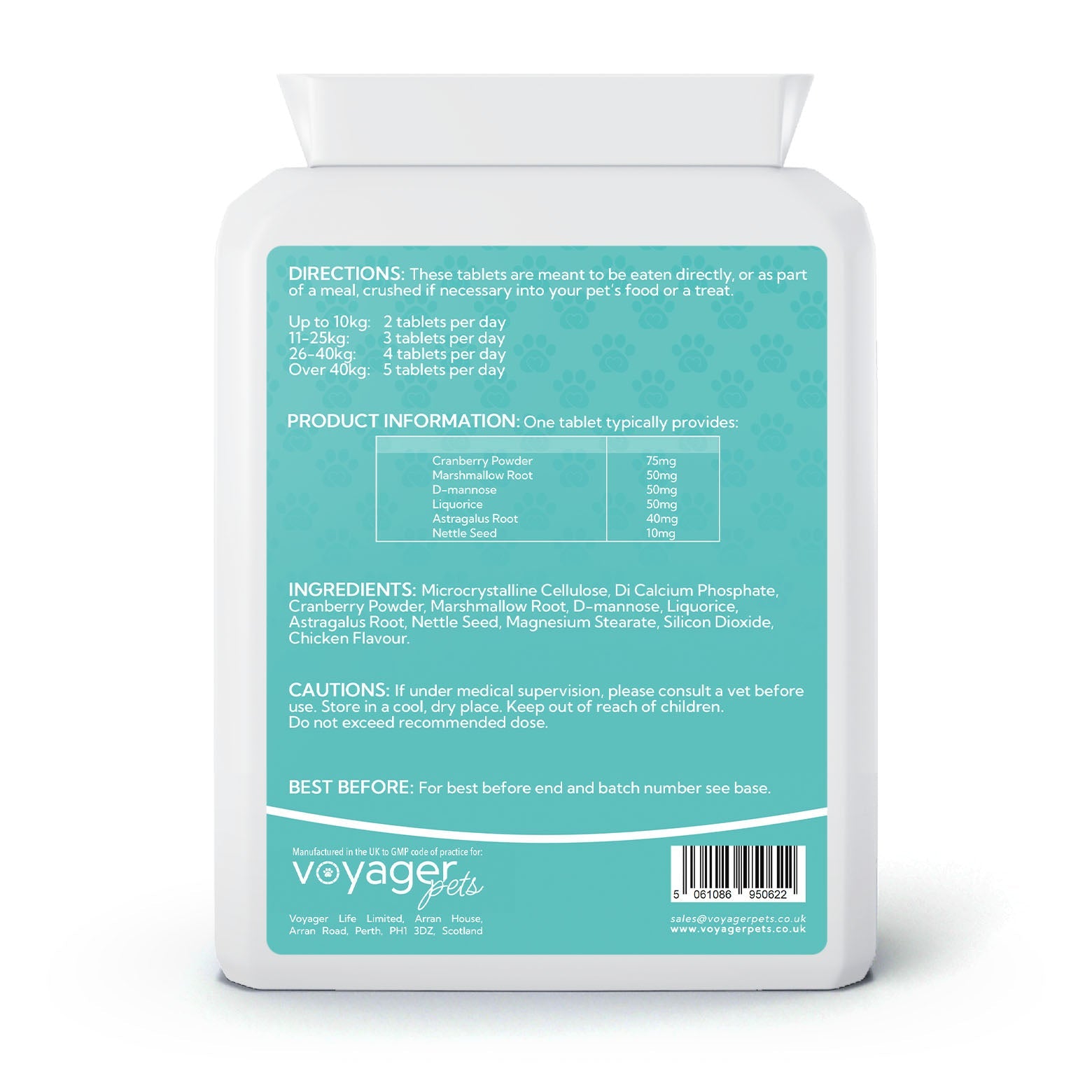 Voyager Pet Urinary Support - back view