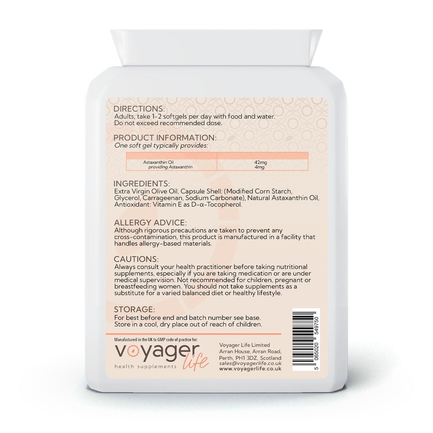 Voyager Astaxanthin 42mg AstaPure® 120 Softgels image 2