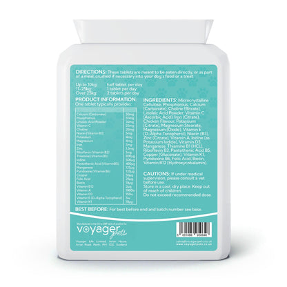 Voyager Multivitamin for Dogs 120 Chicken Flavour Tablets - back view
