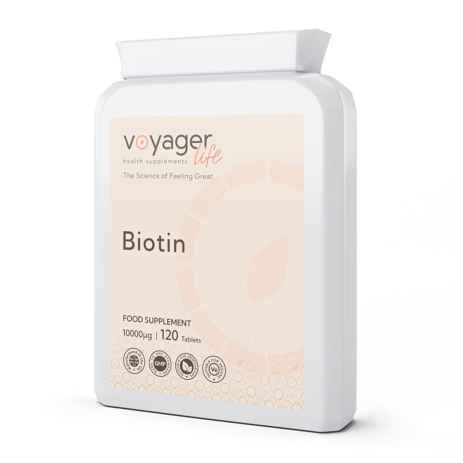 Voyager Biotin 10,000µg 120 Tablets - front view