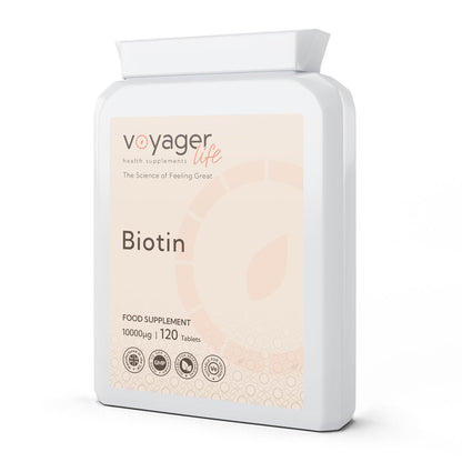 Voyager Biotin 10,000µg 120 Tablets - front view