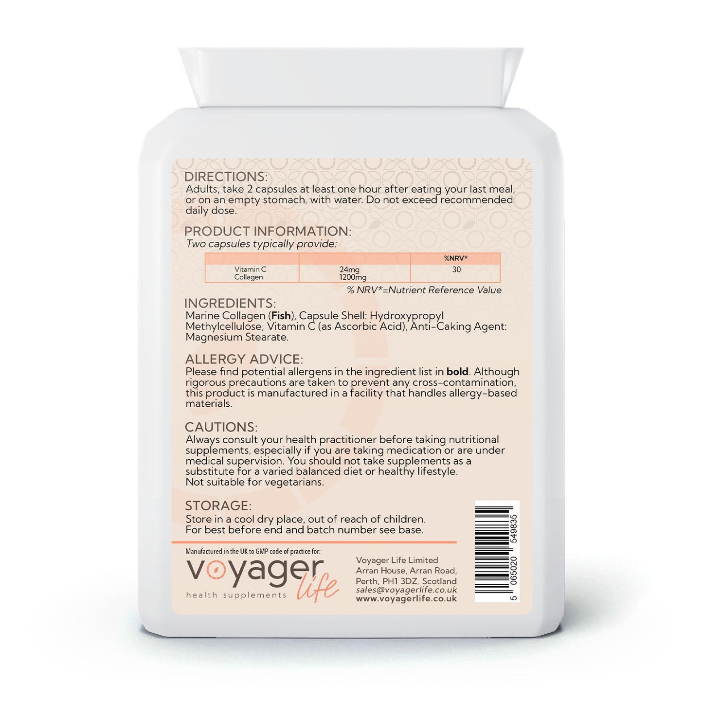 Voyager Marine Collagen Plus Vitamin C 600mg 60 Capsules image 2