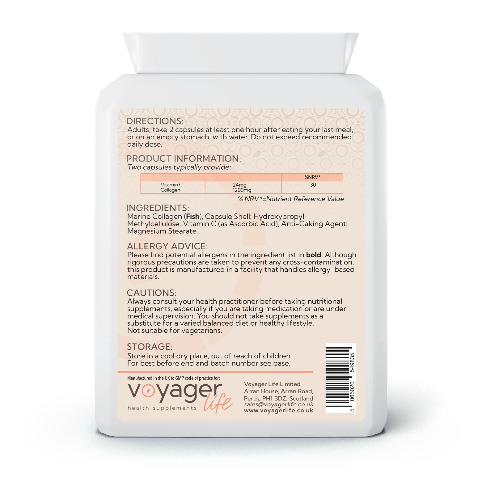 Voyager Marine Collagen Plus Vitamin C 600mg 60 Capsules image 2