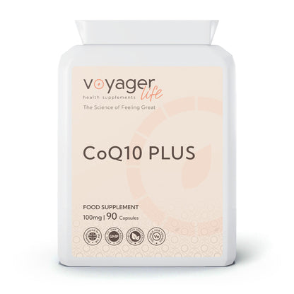 Voyager CoQ10 Plus 100mg 90 Capsules front view at The CBD Hut