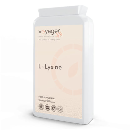 Voyager L-Lysine 1,000mg 90 Tablets - front view