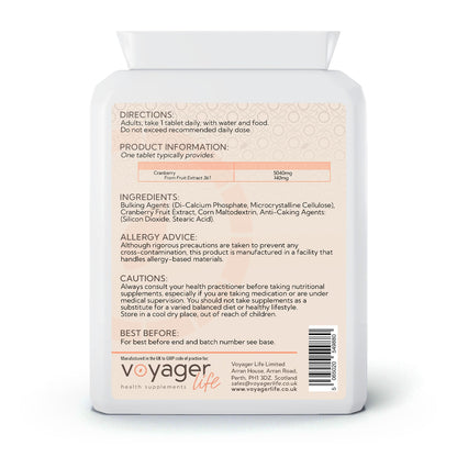 Voyager Cranberry 5040mg 90 Tablets - back view
