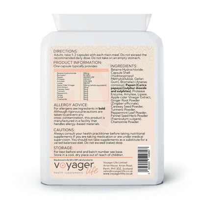 Voyager Digestive Enzymes Complex 90 Capsules - back view