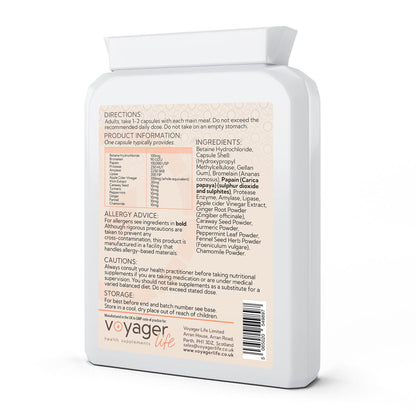 Voyager Digestive Enzymes Complex 90 Capsules - back view