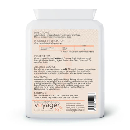 Voyager Green Lipped Mussel 500mg 90 Capsules product image