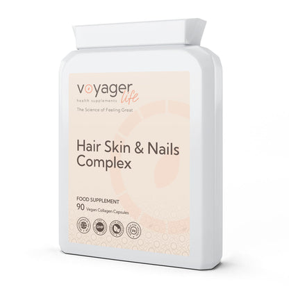 Voyager Hair, Skin & Nails Complex 90 Vegan Collagen Capsules - front view