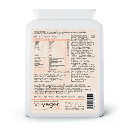 Voyager Immune Support Bee Complex 60 Capsules - back view