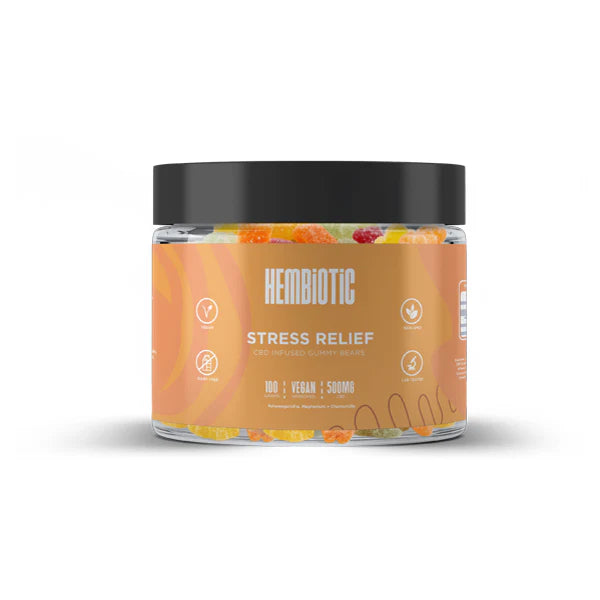 Hembiotic 500mg Functional CBD Gummy Bears - Stress Relief | The CBD Hut
