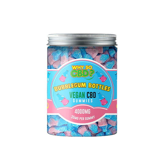 Why So CBD? 4000mg Broad Spectrum CBD Vegan Gummies - Large 600g - Bubblegum Bottles | The CBD Hut