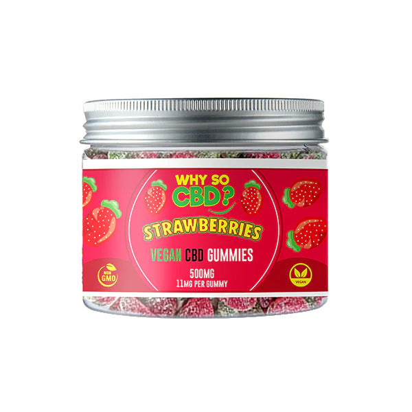 Why So CBD? 500mg Broad Spectrum CBD Gummies - Small 240g - Strawberries | The CBD Hut