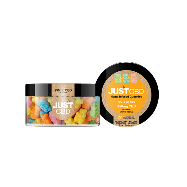 Just CBD 250mg Gummies - Sour Gummy Bears | The CBD Hut