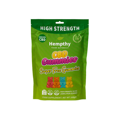 Hempthy 1000mg CBD Sugar-Free Gummies - 50 Pieces