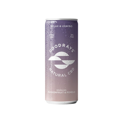 12 x Goodrays 30mg CBD Passionfruit & Pomelo Seltzer 250ml | The CBD Hut