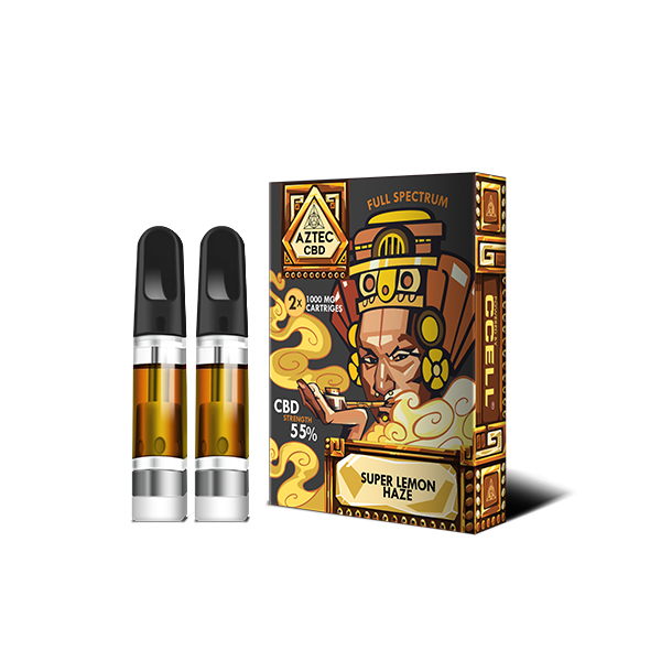 Aztec CBD 2 x 1000mg Cartridge Kit - Super Lemon Haze | The CBD Hut