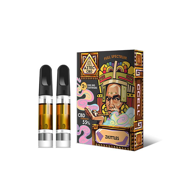 Aztec CBD 2 x 1000mg Cartridge Kit - Zkittles | The CBD Hut