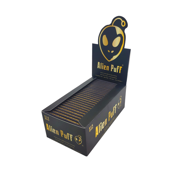 Alien Puff Black & Gold 1¼ Size Rolling Papers – 50 Packs | The CBD Hut