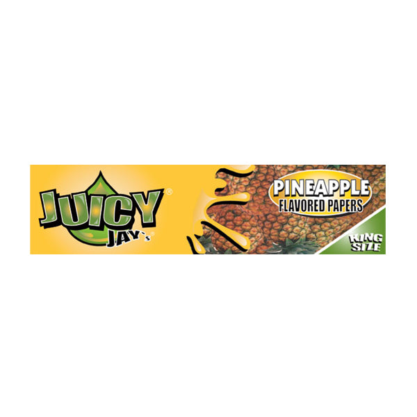 24 Juicy Jay King Size Flavoured Slim Rolling Paper - Full Box - Pineapple | The CBD Hut
