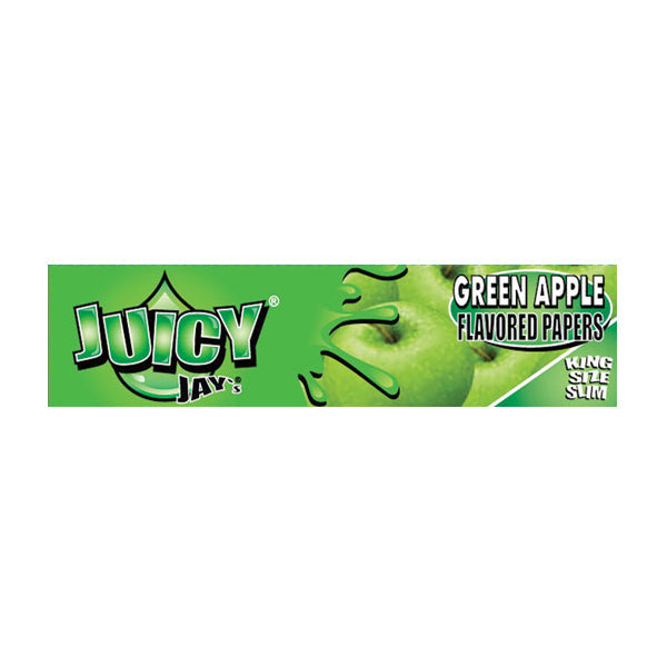 24 Juicy Jay King Size Flavoured Slim Rolling Paper - Full Box - Green Apple | The CBD Hut