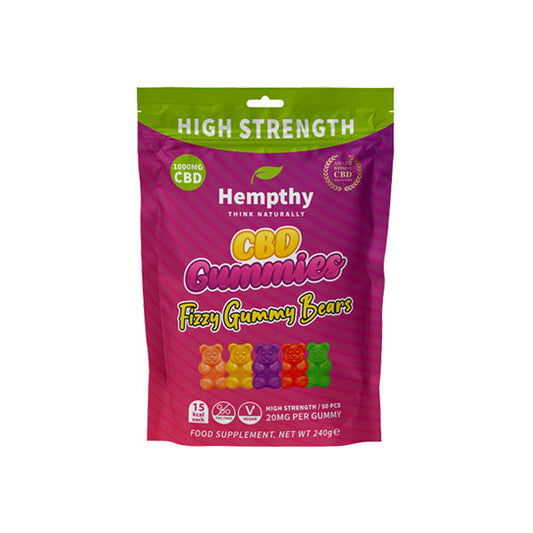 Hempthy 1000mg CBD Fizzy Gummy Bears Gummies - 50 Pieces | The CBD Hut