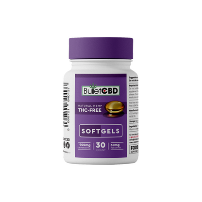 Bullet CBD 900mg Natural Hemp CBD Soft Gel Capsules - 30 Caps | The CBD Hut