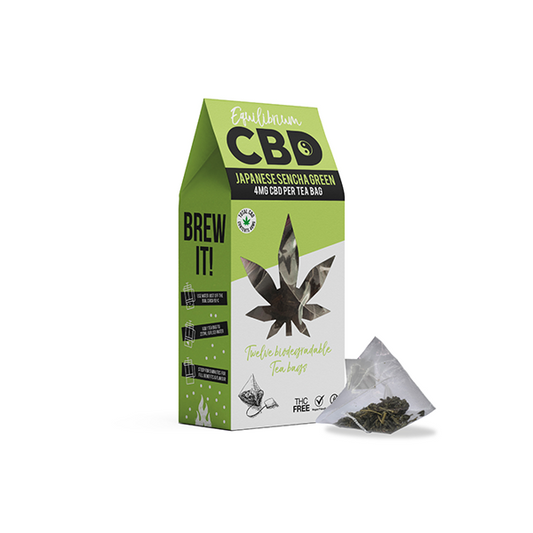 Equilibrium CBD 48mg Full Spectrum Japanese Sencha Tea Bags Box of 12 (BUY 2 GET 1 FREE) | The CBD Hut