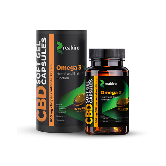 Reakiro 600mg CBD Full Spectrum Omega 3 Capsules - 60 Caps (BUY 1 GET 1 FREE) | The CBD Hut