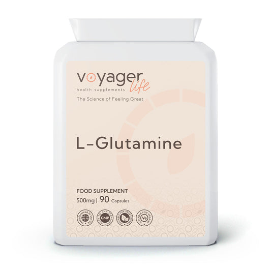 Voyager L-Glutamine 500mg 90 Capsules - front view